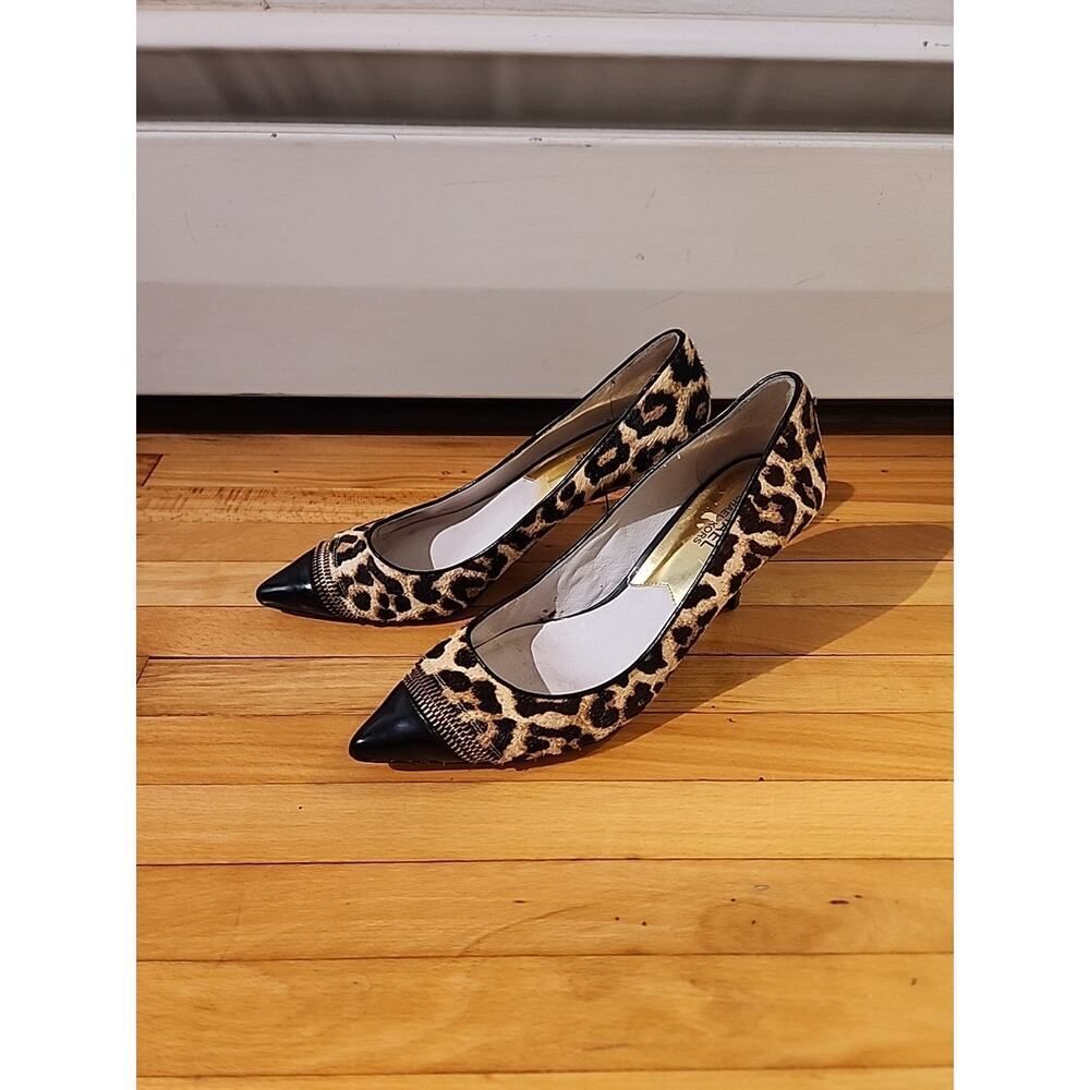 Michael Kors Leopard Print Calf Hair Pointed Toe Stiletto 3” Heels Size 8.5